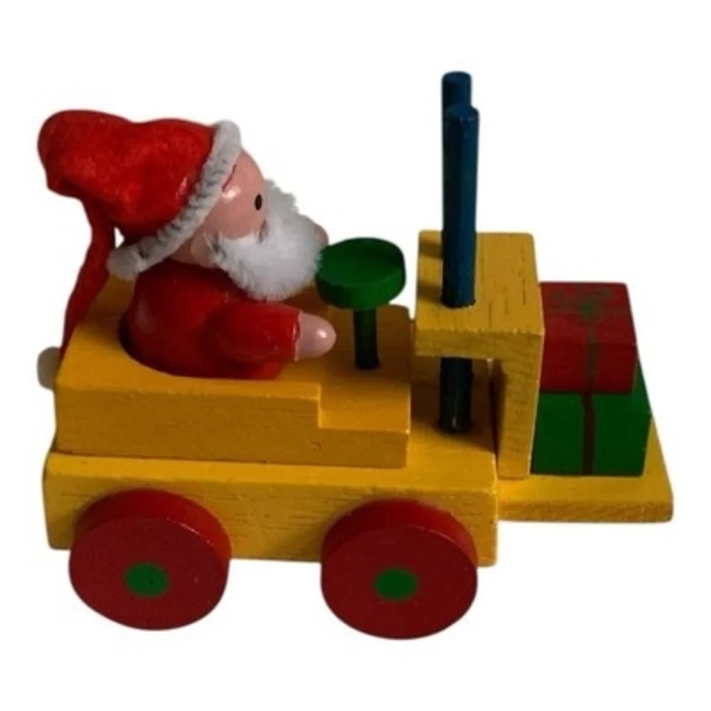 Vintage Wood Mini Santa Train Christmas Decoration Multicolor 3.25x2.75
